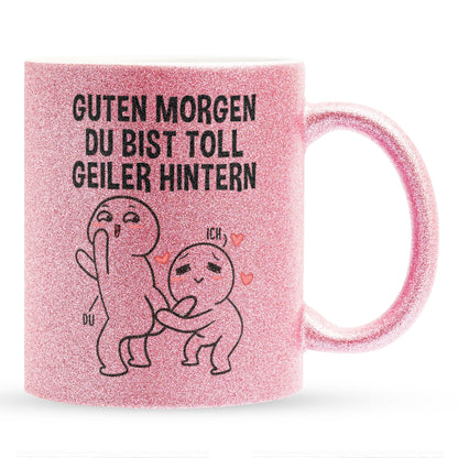 22Feels® Pärchen Geschenk zum Jahrestag, Hochzeitstag, Valentinstag etc. - Glitzertasse mit Spruch (Pink, 320ml)-Glitzertasse Pink 320ml-22Feels