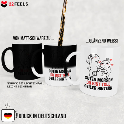 22Feels® Pärchen Geschenk zum Jahrestag, Hochzeitstag, Valentinstag etc. - Zaubertasse mit Spruch (Matt-Schwarz und Weiss, 320ml)-Farbwechsel Tasse Matt 320ml-22Feels