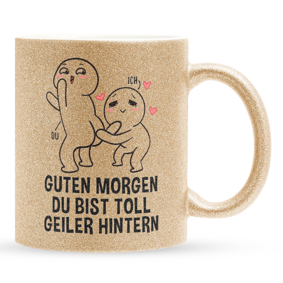 22Feels® Pärchen Geschenk zum Jahrestag, Hochzeitstag, Valentinstag etc. - Glitzertasse mit Spruch (Gold, 320ml)-Glitzertasse Gold 325ml-22Feels