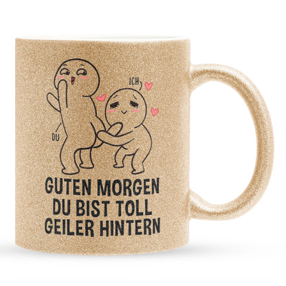 22Feels® Pärchen Geschenk zum Jahrestag, Hochzeitstag, Valentinstag etc. - Glitzertasse mit Spruch (Gold, 320ml)-Glitzertasse Gold 325ml-22Feels