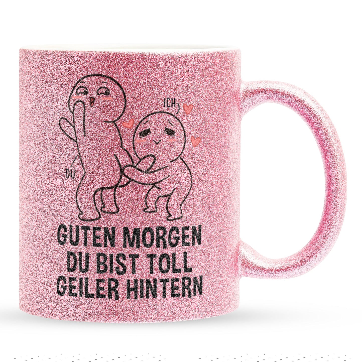 22Feels® Pärchen Geschenk zum Jahrestag, Hochzeitstag, Valentinstag etc. - Glitzertasse mit Spruch (Pink, 320ml)-Glitzertasse Pink 320ml-22Feels