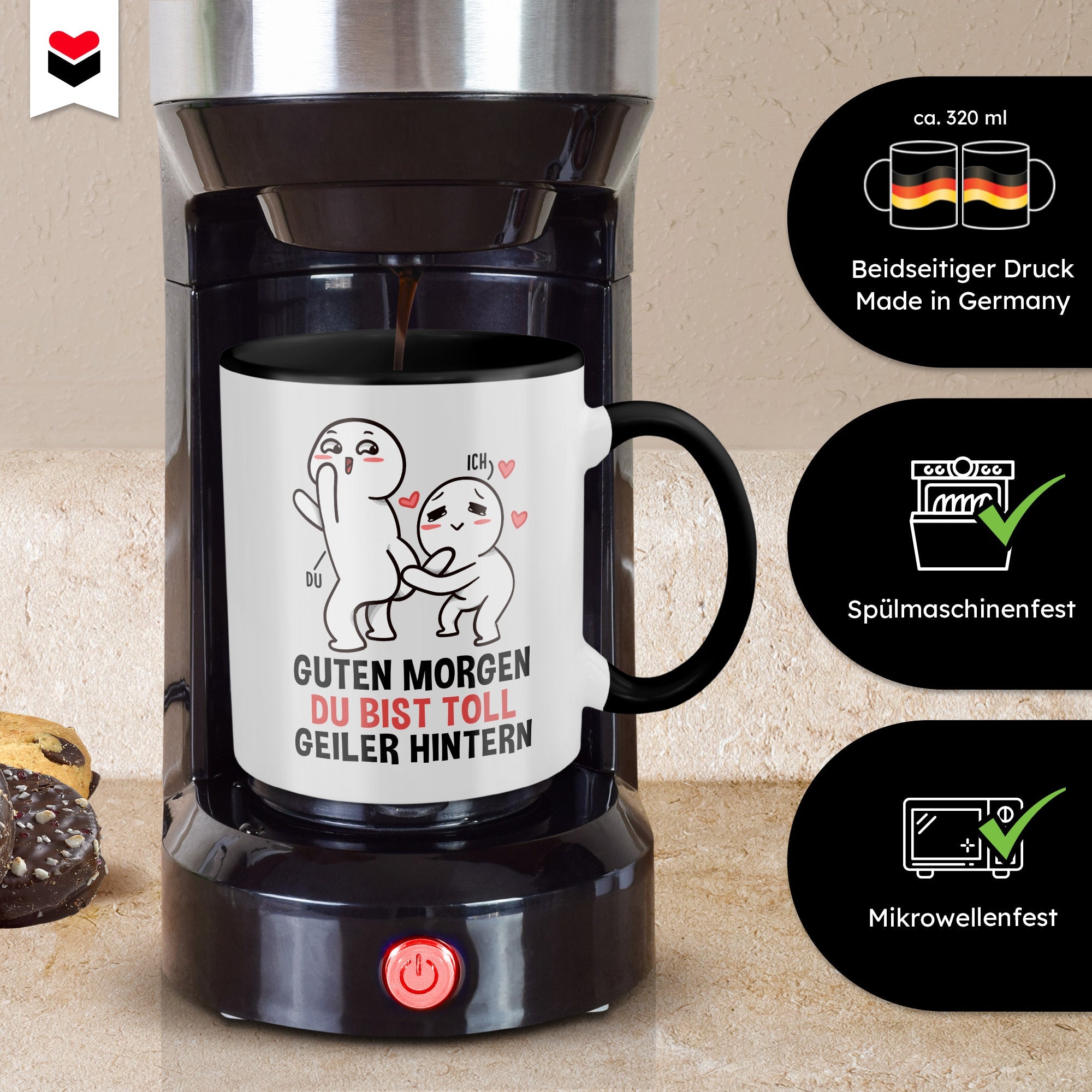 22Feels® Pärchen Geschenk zum Jahrestag, Hochzeitstag, Valentinstag etc. - Tasse mit Spruch (Weiss-Schwarz, 320ml)-TwoTone Tasse Weiss-Schwarz 320ml-22Feels
