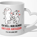 22Feels® Paar Geschenk zum Jahrestag, Hochzeitstag, Valentinstag etc. - Tasse mit Spruch: P.S. Ich Liebe Dich (Herzhenkel, Weiss, 320ml)-Tasse Weiss Herzhenkel 320ml-22Feels