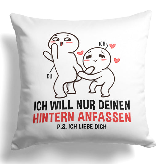 22Feels® Paar Geschenk zum Jahrestag, Valentinstag, Hochzeitstag etc. - Kissen mit Spruch (Weiss 40x40cm)-Kissen Weiss 40x40-22Feels