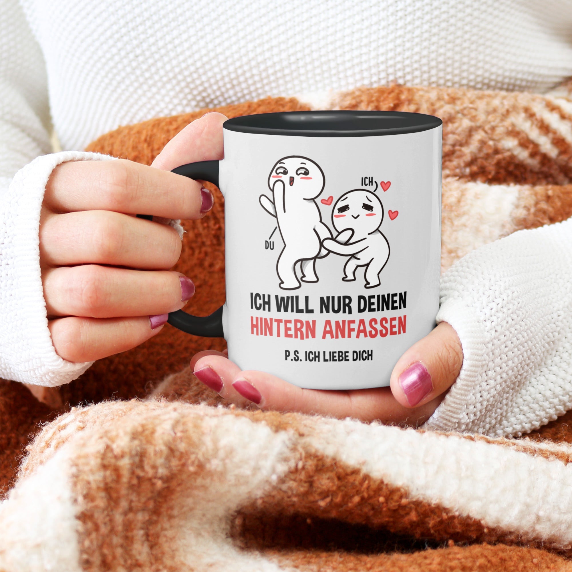 22Feels® Pärchen Geschenk zum Jahrestag, Hochzeitstag, Valentinstag etc. - Tasse mit Spruch (Weiss-Schwarz, 320ml)-TwoTone Tasse Weiss-Schwarz 320ml-22Feels