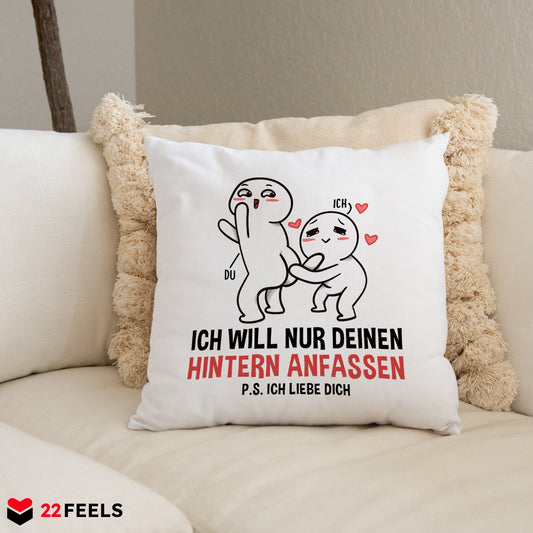 22Feels® Paar Geschenk zum Jahrestag, Valentinstag, Hochzeitstag etc. - Kissen mit Spruch (Weiss 40x40cm)-Kissen Weiss 40x40-22Feels