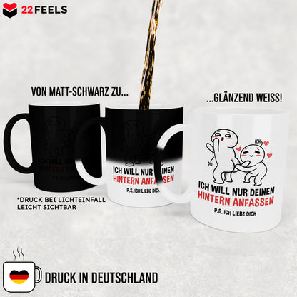 22Feels® Pärchen Geschenk zum Jahrestag, Hochzeitstag, Valentinstag etc. - Zaubertasse mit Spruch (Matt-Schwarz und Weiss, 320ml)-Farbwechsel Tasse Matt 320ml-22Feels