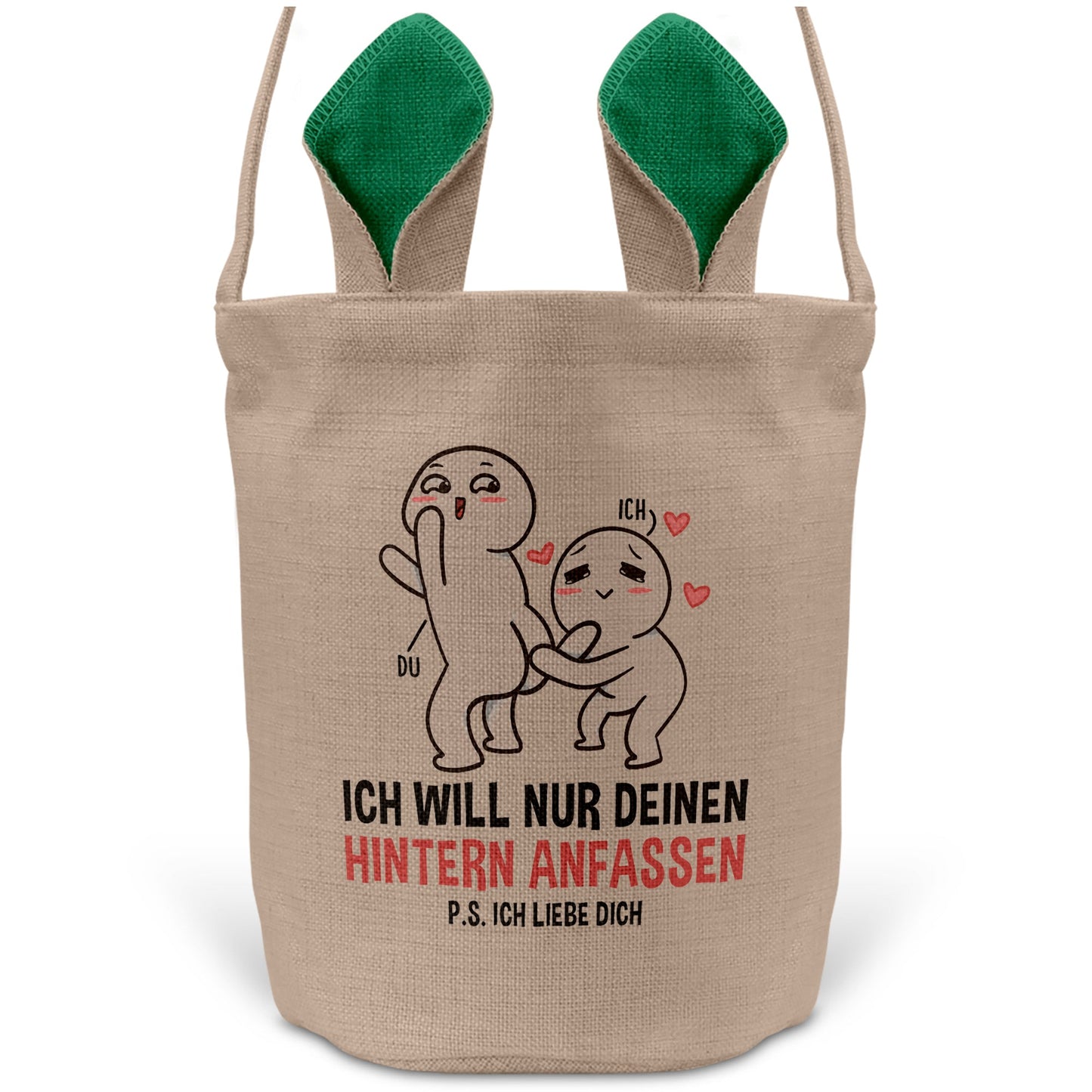 22Feels® Männer Frauen Osterkorb Ehefrau Ehemann Freund Freundin Ostern mit Henkel Ostergeschenk Tragetasche Ostern Deko Osternest Körbchen Hasenohren (Beige/Grün)-Ostern Tragetasche-22Feels