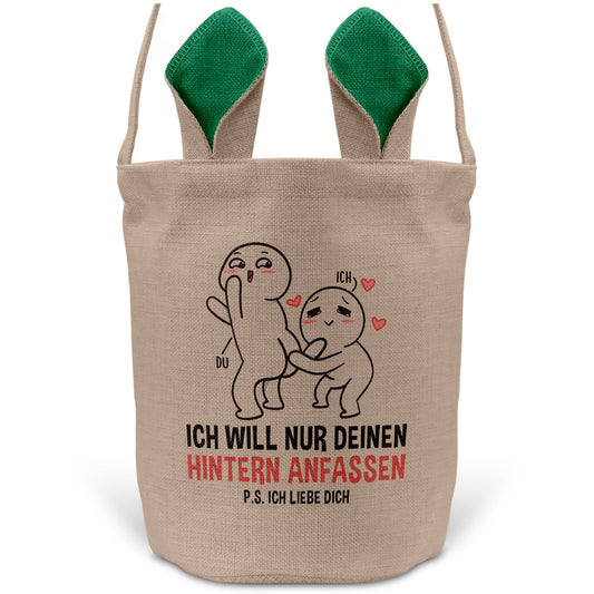22Feels® Männer Frauen Osterkorb Ehefrau Ehemann Freund Freundin Ostern mit Henkel Ostergeschenk Tragetasche Ostern Deko Osternest Körbchen Hasenohren (Beige/Grün)-Ostern Tragetasche-22Feels