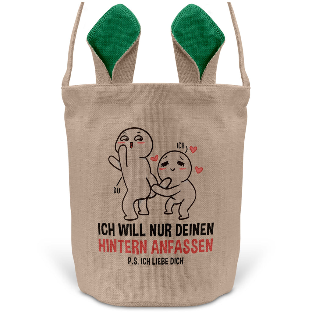22Feels® Männer Frauen Osterkorb Ehefrau Ehemann Freund Freundin Ostern mit Henkel Ostergeschenk Tragetasche Ostern Deko Osternest Körbchen Hasenohren (Beige/Grün)-Ostern Tragetasche-22Feels