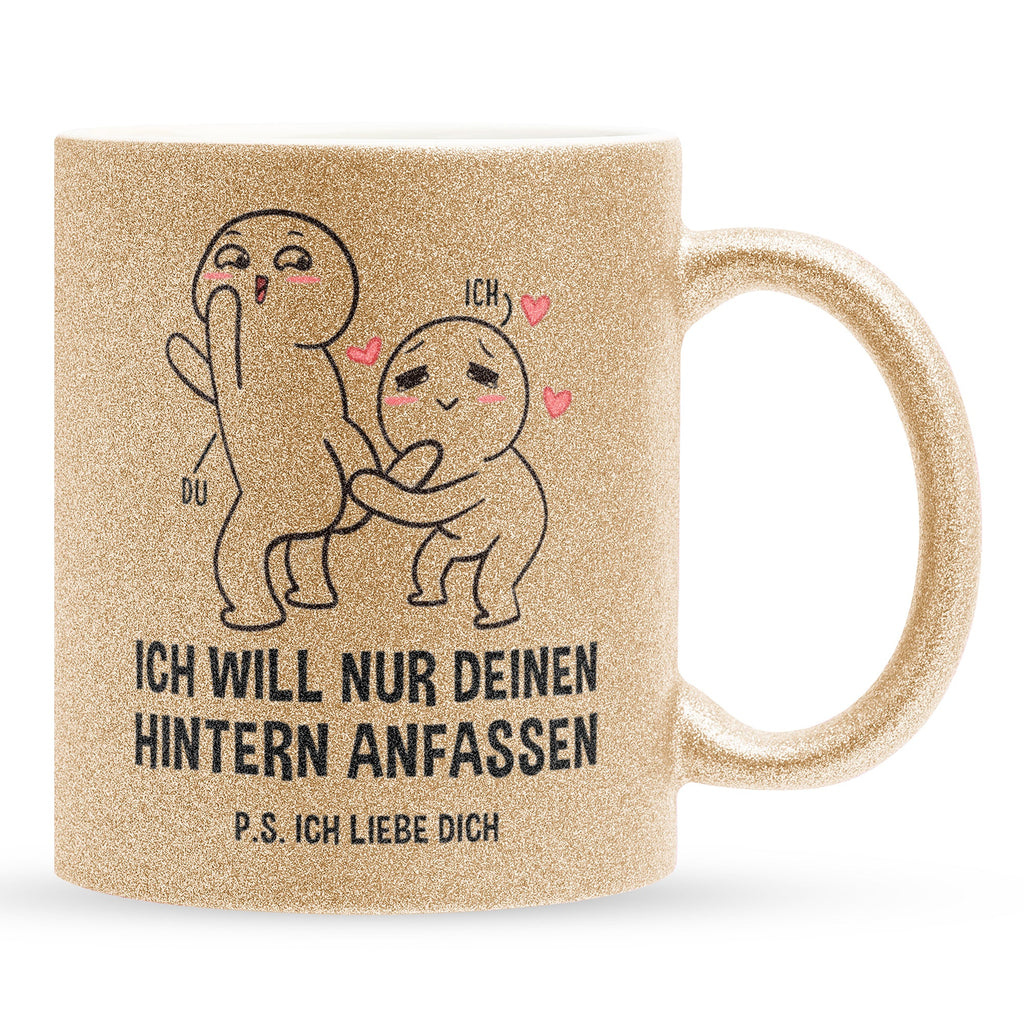 22Feels® Pärchen Geschenk zum Jahrestag, Hochzeitstag, Valentinstag etc. - Glitzertasse mit Spruch (Gold, 320ml)-Glitzertasse Gold 320ml-22Feels