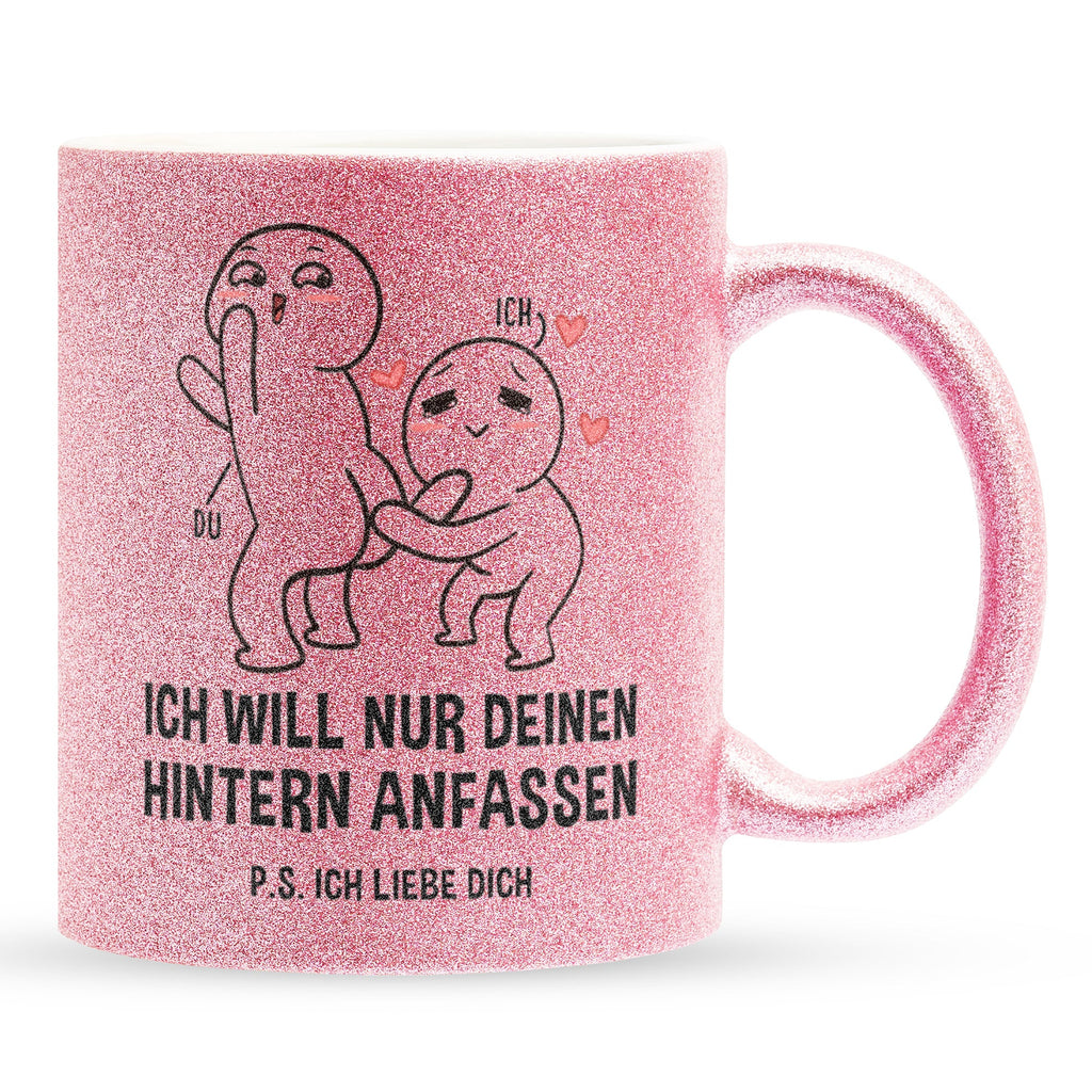 22Feels® Pärchen Geschenk zum Jahrestag, Hochzeitstag, Valentinstag etc. - Glitzertasse mit Spruch (Pink, 320ml)-Glitzertasse Pink 320ml-22Feels