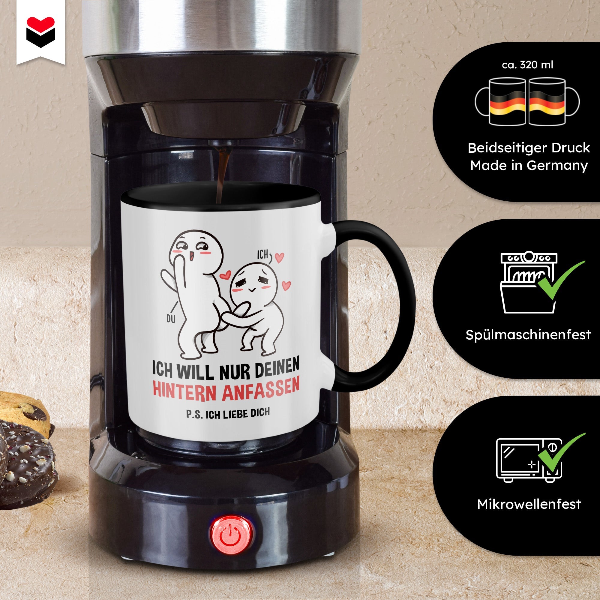 22Feels® Pärchen Geschenk zum Jahrestag, Hochzeitstag, Valentinstag etc. - Tasse mit Spruch (Weiss-Schwarz, 320ml)-TwoTone Tasse Weiss-Schwarz 320ml-22Feels
