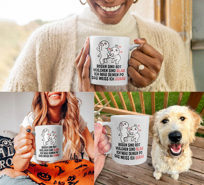 22Feels® Geschenk für Paare - Tasse mit Spruch: Rosen Sind Rot (Weiss, 320ml)-Weisse Tasse 320ml-22Feels