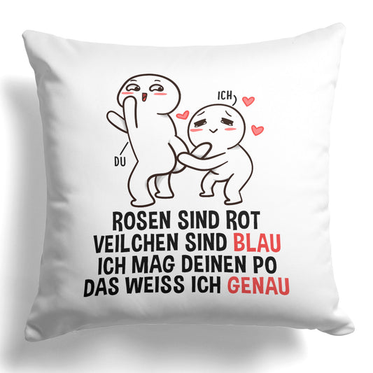 22Feels® Paar Geschenk zum Jahrestag, Valentinstag, Hochzeitstag etc. - Kissen mit Spruch (Weiss 40x40cm)-Kissen Weiss 40x40-22Feels