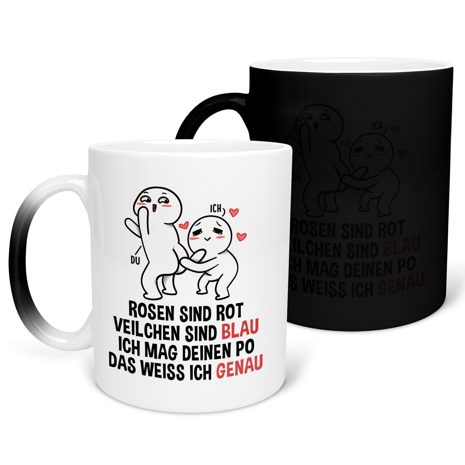 22Feels® Pärchen Geschenk zum Jahrestag, Hochzeitstag, Valentinstag etc. - Zaubertasse mit Spruch (Matt-Schwarz und Weiss, 320ml)-Farbwechsel Tasse Matt 320ml-22Feels