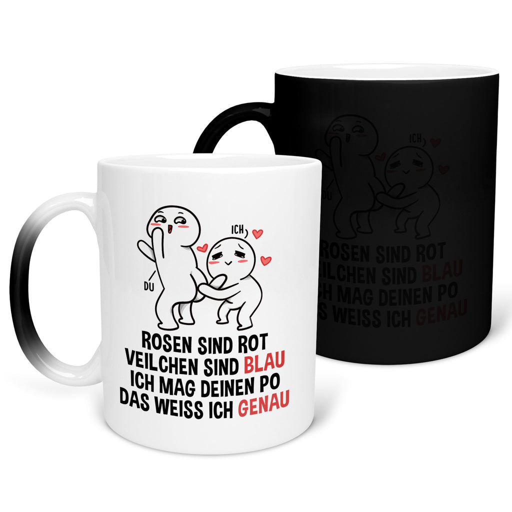 22Feels® Pärchen Geschenk zum Jahrestag, Hochzeitstag, Valentinstag etc. - Zaubertasse mit Spruch (Matt-Schwarz und Weiss, 320ml)-Farbwechsel Tasse Matt 320ml-22Feels