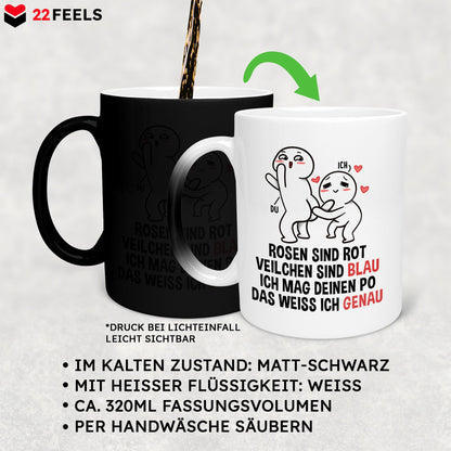 22Feels® Pärchen Geschenk zum Jahrestag, Hochzeitstag, Valentinstag etc. - Zaubertasse mit Spruch (Matt-Schwarz und Weiss, 320ml)-Farbwechsel Tasse Matt 320ml-22Feels