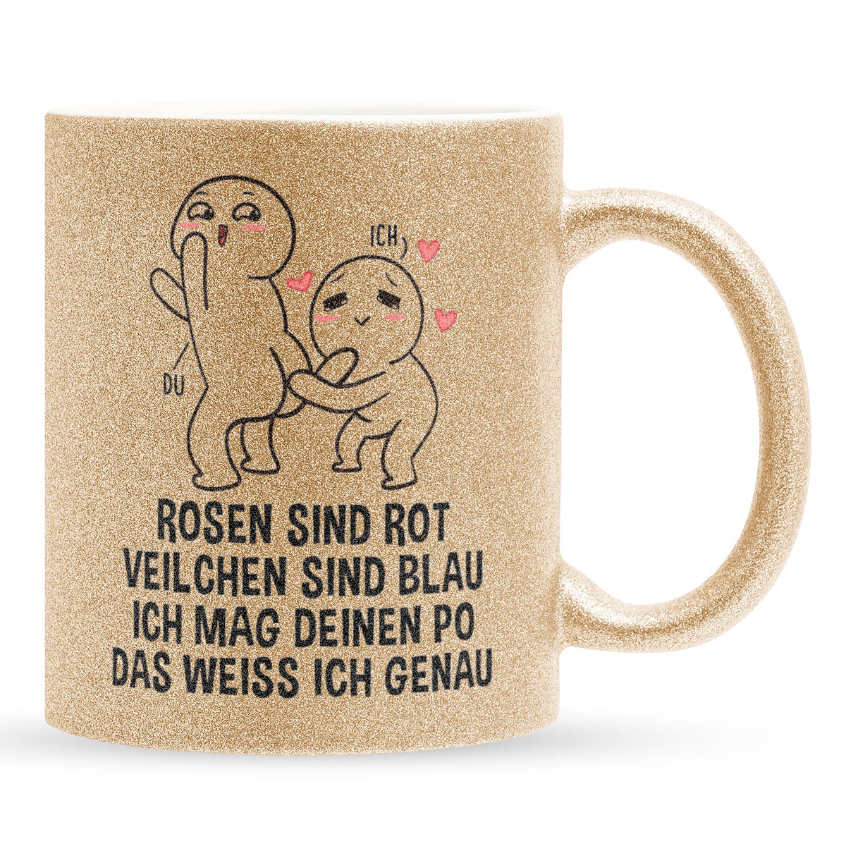 22Feels® Pärchen Geschenk zum Jahrestag, Hochzeitstag, Valentinstag etc. - Glitzertasse mit Spruch (Gold, 320ml)-Glitzertasse Gold 325ml-22Feels