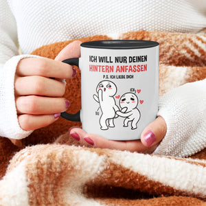 22Feels® Pärchen Geschenk zum Jahrestag, Hochzeitstag, Valentinstag etc. - Tasse mit Spruch (Weiss-Schwarz, 320ml)-TwoTone Tasse Weiss-Schwarz 320ml-22Feels