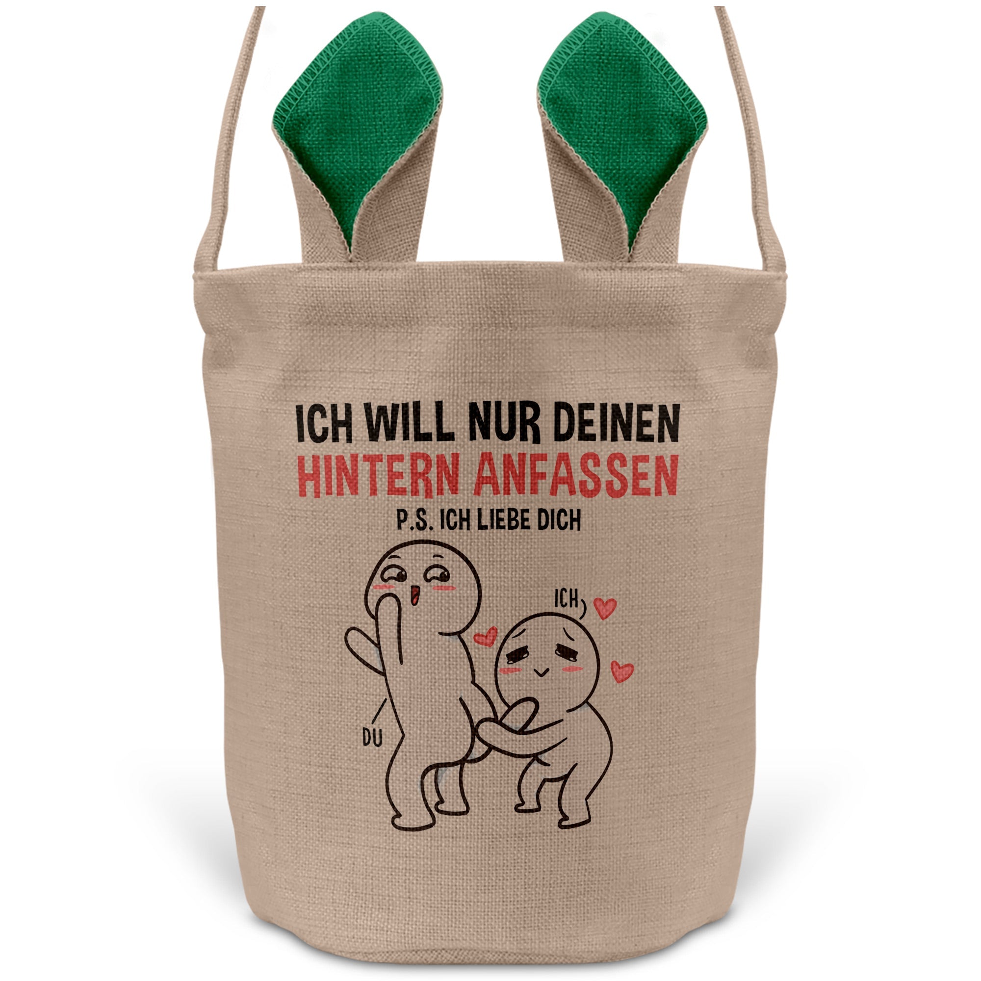 22Feels® Männer Frauen Osterkorb Ehefrau Ehemann Freund Freundin Ostern mit Henkel Ostergeschenk Tragetasche Ostern Deko Osternest Körbchen Hasenohren (Beige/Grün)-Ostern Tragetasche-22Feels