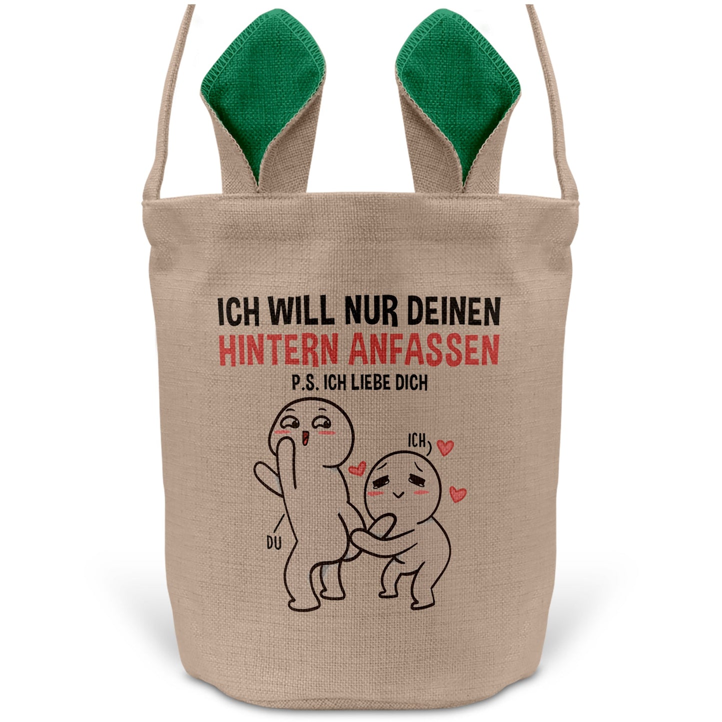 22Feels® Männer Frauen Osterkorb Ehefrau Ehemann Freund Freundin Ostern mit Henkel Ostergeschenk Tragetasche Ostern Deko Osternest Körbchen Hasenohren (Beige/Grün)-Ostern Tragetasche-22Feels