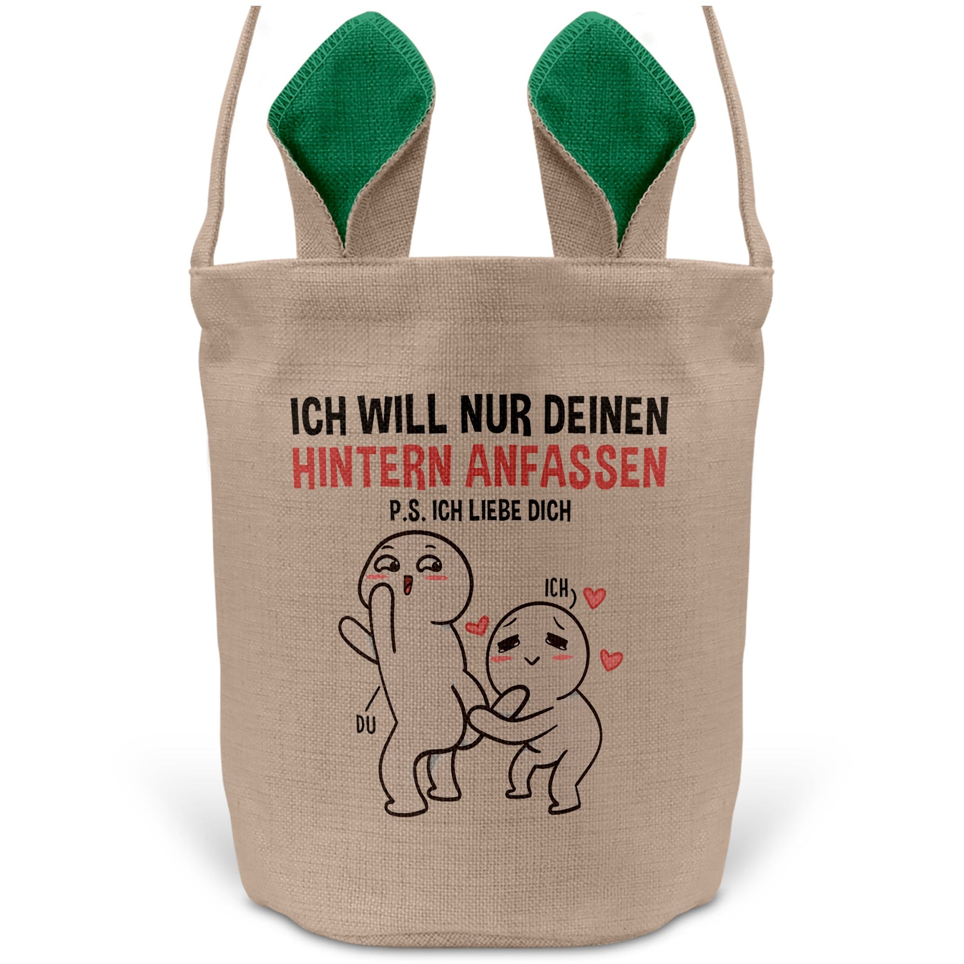 22Feels® Männer Frauen Osterkorb Ehefrau Ehemann Freund Freundin Ostern mit Henkel Ostergeschenk Tragetasche Ostern Deko Osternest Körbchen Hasenohren (Beige/Grün)-Ostern Tragetasche-22Feels