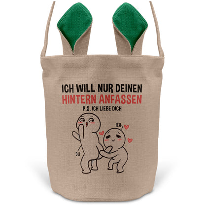 22Feels® Männer Frauen Osterkorb Ehefrau Ehemann Freund Freundin Ostern mit Henkel Ostergeschenk Tragetasche Ostern Deko Osternest Körbchen Hasenohren (Beige/Grün)-Ostern Tragetasche-22Feels