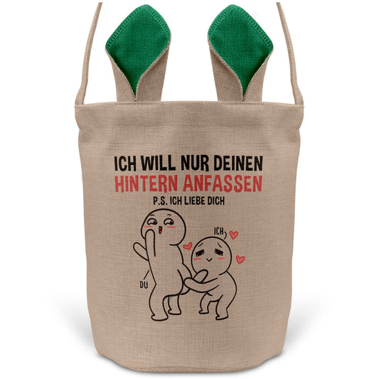22Feels® Männer Frauen Osterkorb Ehefrau Ehemann Freund Freundin Ostern mit Henkel Ostergeschenk Tragetasche Ostern Deko Osternest Körbchen Hasenohren (Beige/Grün)-Ostern Tragetasche-22Feels