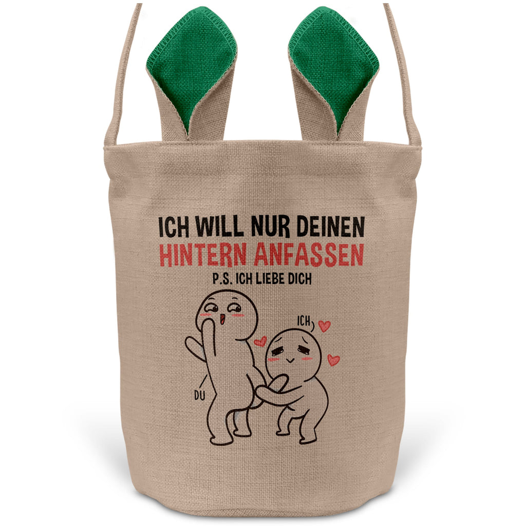 22Feels® Männer Frauen Osterkorb Ehefrau Ehemann Freund Freundin Ostern mit Henkel Ostergeschenk Tragetasche Ostern Deko Osternest Körbchen Hasenohren (Beige/Grün)-Ostern Tragetasche-22Feels