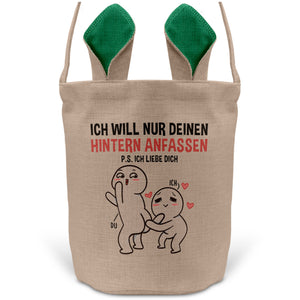 22Feels® Männer Frauen Osterkorb Ehefrau Ehemann Freund Freundin Ostern mit Henkel Ostergeschenk Tragetasche Ostern Deko Osternest Körbchen Hasenohren (Beige/Grün)-Ostern Tragetasche-22Feels