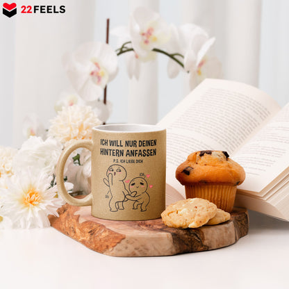 22Feels® Pärchen Geschenk zum Jahrestag, Hochzeitstag, Valentinstag etc. - Glitzertasse mit Spruch (Gold, 320ml)-Glitzertasse Gold 325ml-22Feels