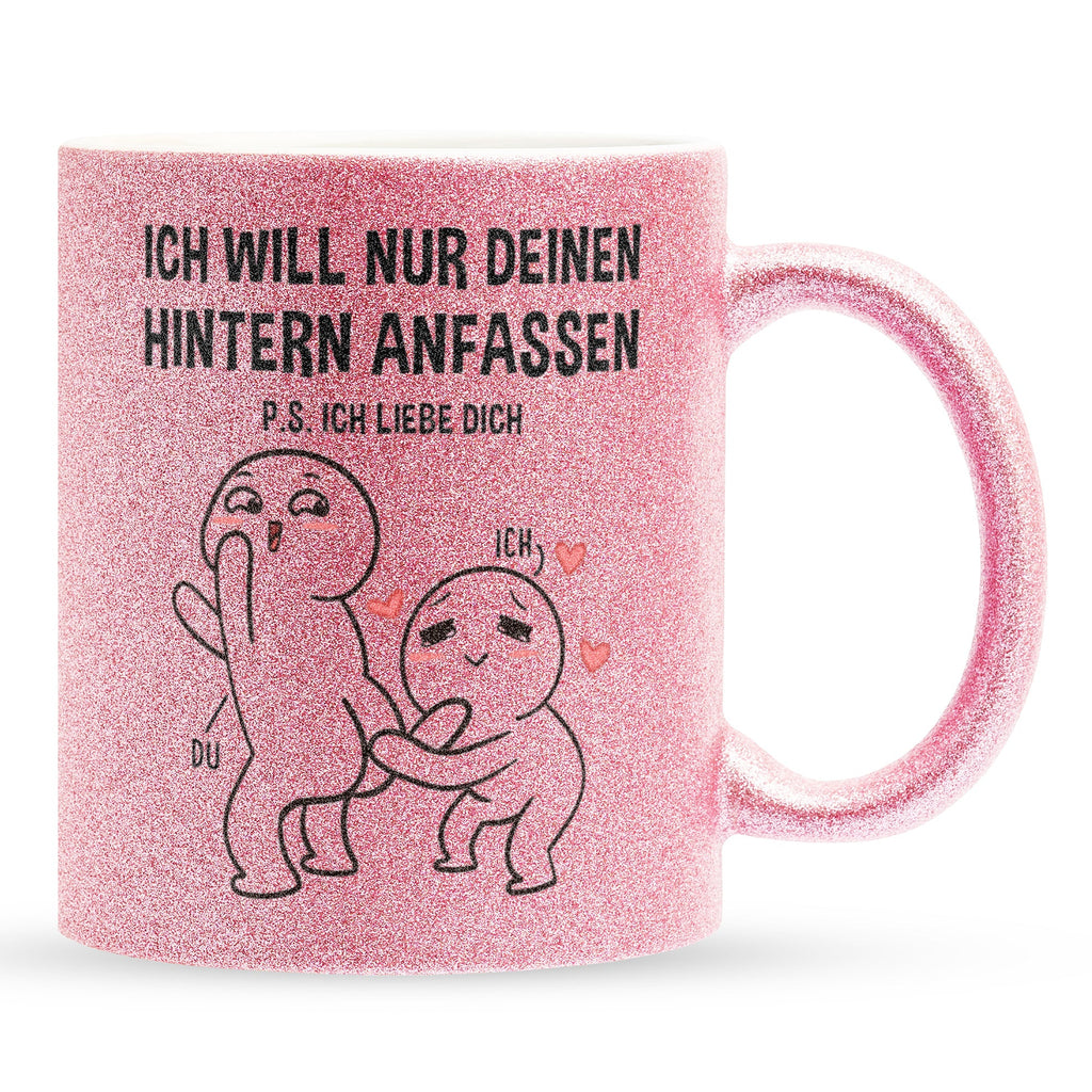 22Feels® Pärchen Geschenk zum Jahrestag, Hochzeitstag, Valentinstag etc. - Glitzertasse mit Spruch (Pink, 320ml)-Glitzertasse Pink 320ml-22Feels