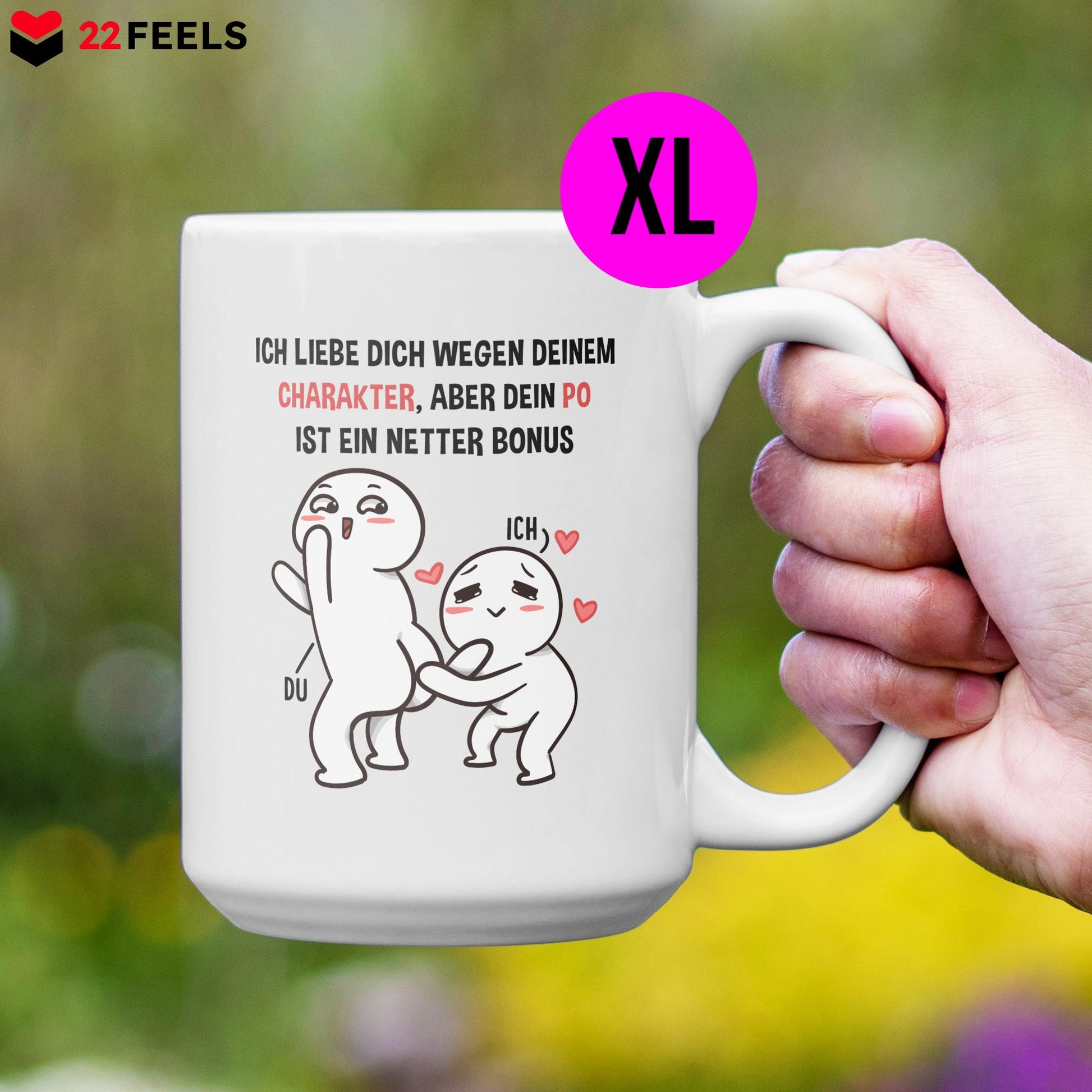 22Feels® Pärchen Geschenk zum Jahrestag, Hochzeitstag, Valentinstag etc. - XL Tasse mit Spruch (Weiss, 440ml)-Weisse XL Tasse 440ml-22Feels
