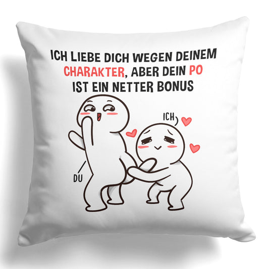 22Feels® Paar Geschenk zum Jahrestag, Valentinstag, Hochzeitstag etc. - Kissen mit Spruch (Weiss 40x40cm)-Kissen Weiss 40x40-22Feels
