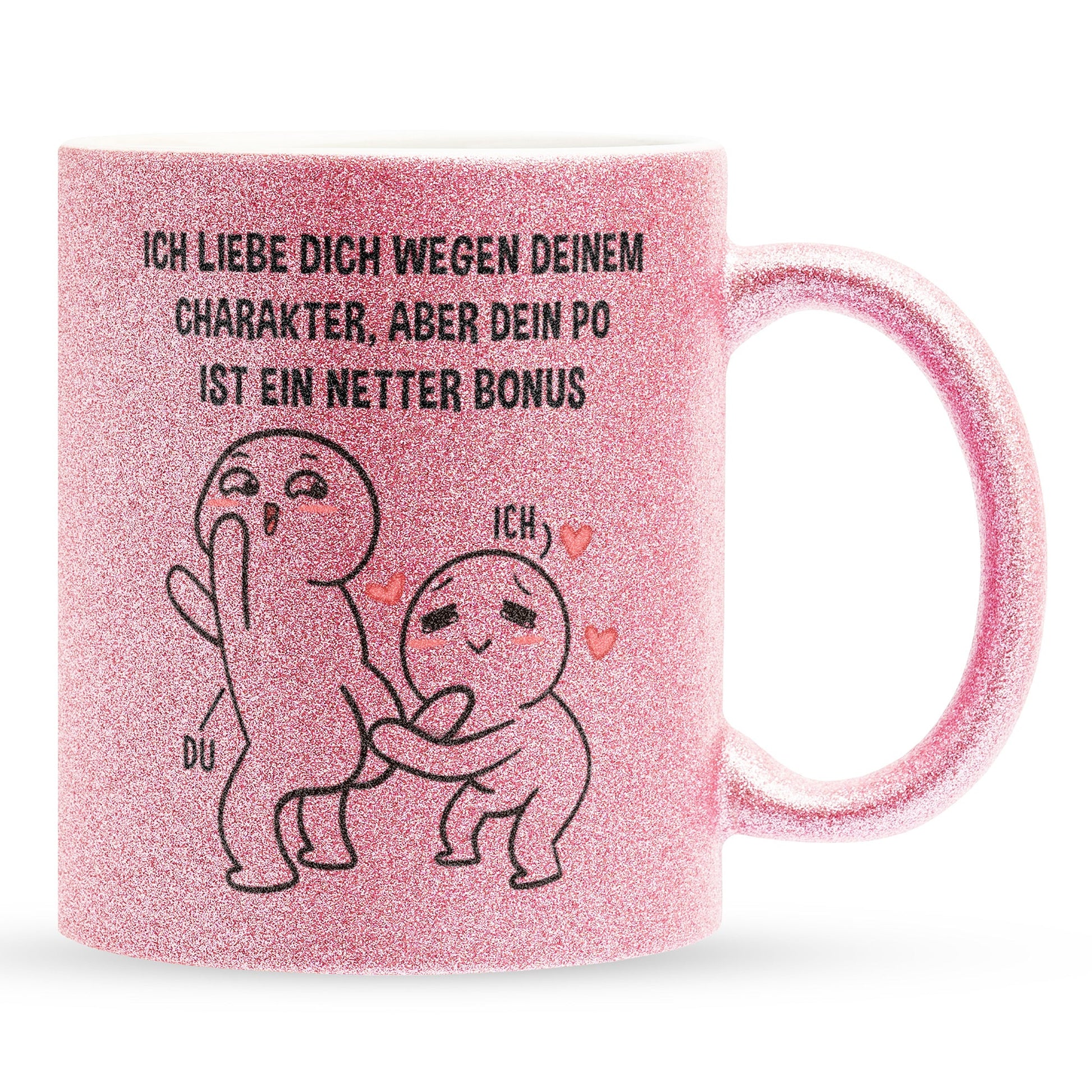 22Feels® Pärchen Geschenk zum Jahrestag, Hochzeitstag, Valentinstag etc. - Glitzertasse mit Spruch (Pink, 320ml)-Glitzertasse Pink 320ml-22Feels
