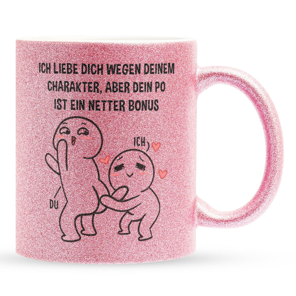 22Feels® Pärchen Geschenk zum Jahrestag, Hochzeitstag, Valentinstag etc. - Glitzertasse mit Spruch (Pink, 320ml)-Glitzertasse Pink 320ml-22Feels