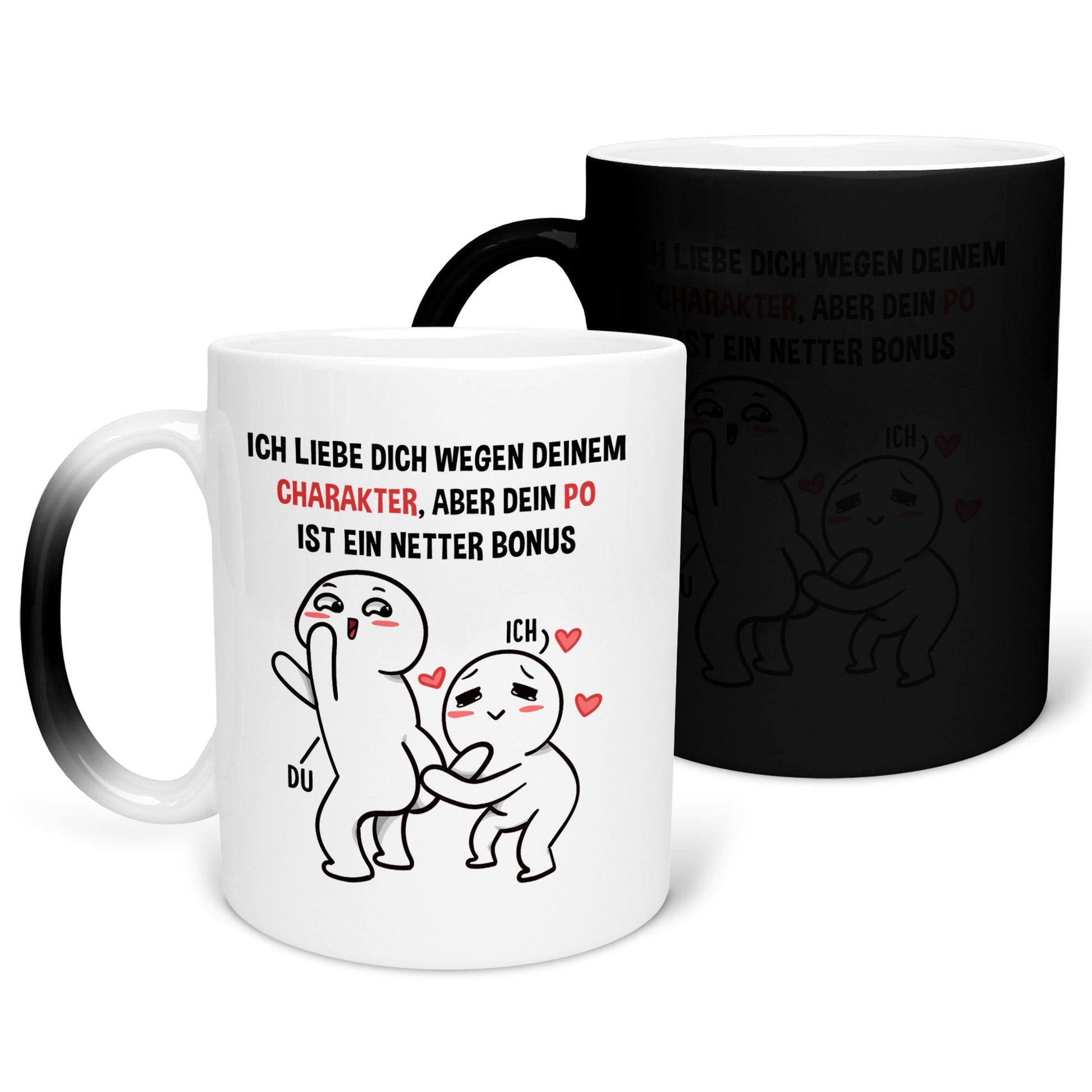 22Feels® Pärchen Geschenk zum Jahrestag, Hochzeitstag, Valentinstag etc. - Zaubertasse mit Spruch (Matt-Schwarz und Weiss, 320ml)-Farbwechsel Tasse Matt 320ml-22Feels