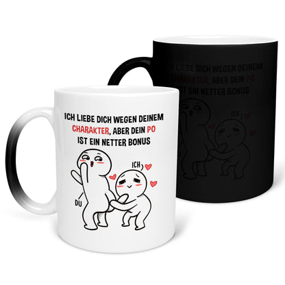 22Feels® Pärchen Geschenk zum Jahrestag, Hochzeitstag, Valentinstag etc. - Zaubertasse mit Spruch (Matt-Schwarz und Weiss, 320ml)-Farbwechsel Tasse Matt 320ml-22Feels