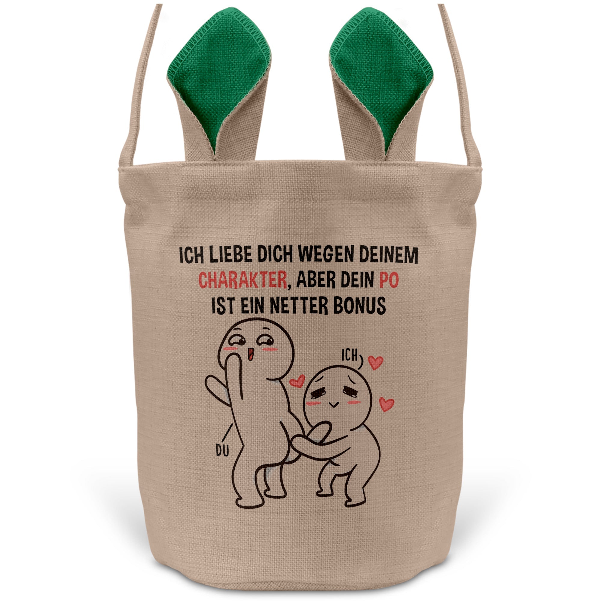 22Feels® Männer Frauen Osterkorb Ehefrau Ehemann Freund Freundin Ostern mit Henkel Ostergeschenk Tragetasche Ostern Deko Osternest Körbchen Hasenohren (Beige/Grün)-Ostern Tragetasche-22Feels