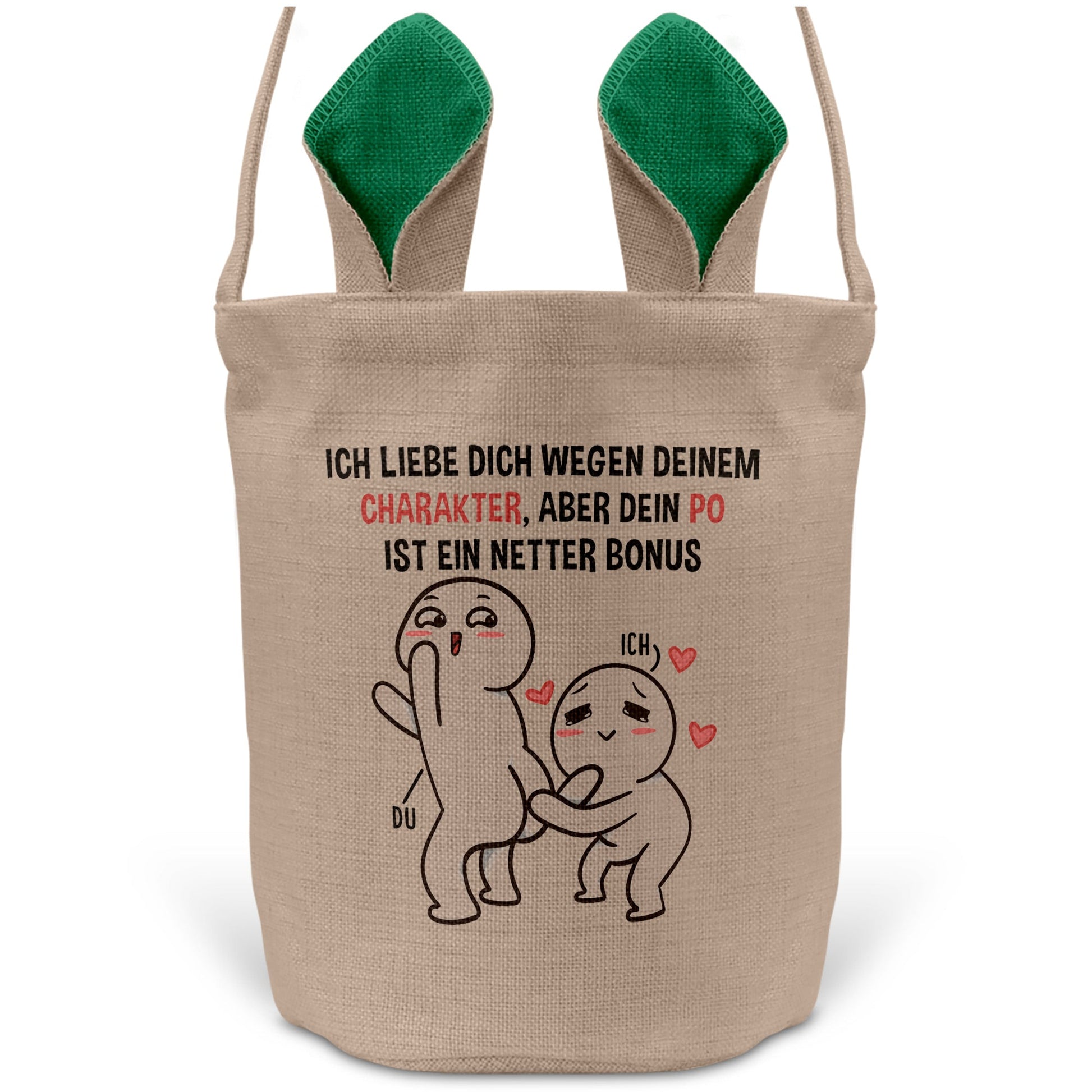 22Feels® Männer Frauen Osterkorb Ehefrau Ehemann Freund Freundin Ostern mit Henkel Ostergeschenk Tragetasche Ostern Deko Osternest Körbchen Hasenohren (Beige/Grün)-Ostern Tragetasche-22Feels
