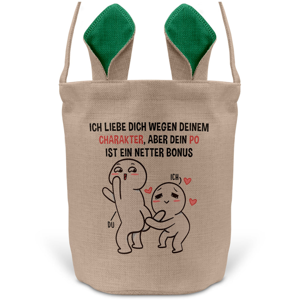 22Feels® Männer Frauen Osterkorb Ehefrau Ehemann Freund Freundin Ostern mit Henkel Ostergeschenk Tragetasche Ostern Deko Osternest Körbchen Hasenohren (Beige/Grün)-Ostern Tragetasche-22Feels