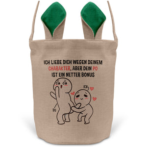 22Feels® Männer Frauen Osterkorb Ehefrau Ehemann Freund Freundin Ostern mit Henkel Ostergeschenk Tragetasche Ostern Deko Osternest Körbchen Hasenohren (Beige/Grün)-Ostern Tragetasche-22Feels