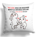 22Feels® Paar Geschenk zum Jahrestag, Valentinstag, Hochzeitstag etc. - Kissen mit Spruch (Weiss 40x40cm)-Kissen Weiss 40x40-22Feels