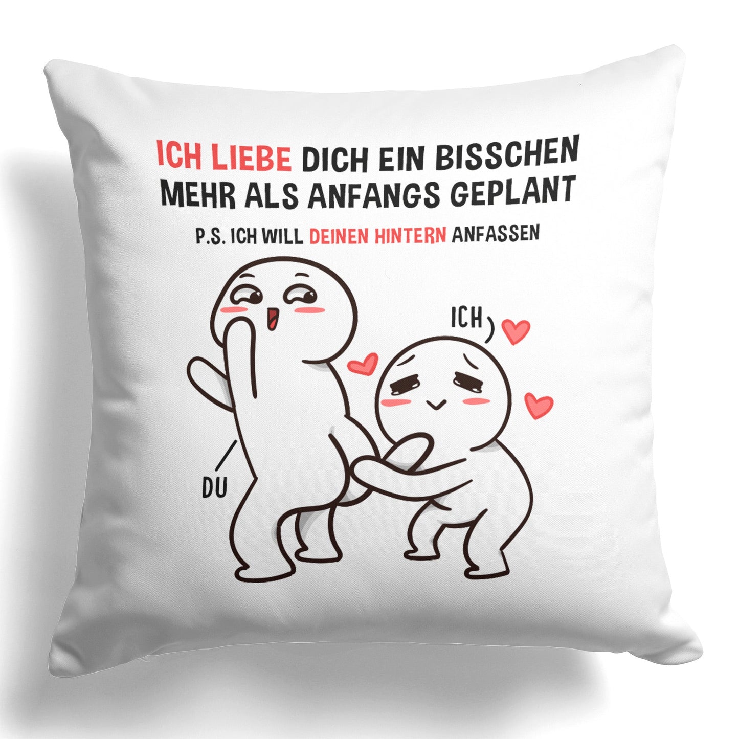 22Feels® Paar Geschenk zum Jahrestag, Valentinstag, Hochzeitstag etc. - Kissen mit Spruch (Weiss 40x40cm)-Kissen Weiss 40x40-22Feels