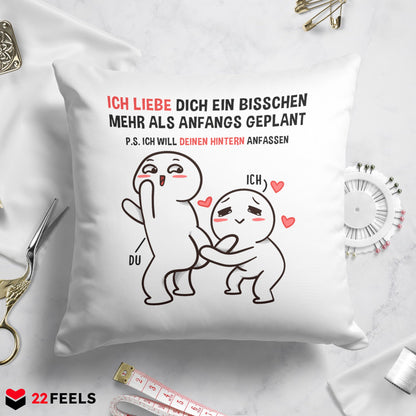 22Feels® Paar Geschenk zum Jahrestag, Valentinstag, Hochzeitstag etc. - Kissen mit Spruch (Weiss 40x40cm)-Kissen Weiss 40x40-22Feels