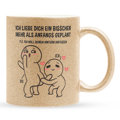 22Feels® Pärchen Geschenk zum Jahrestag, Hochzeitstag, Valentinstag etc. - Glitzertasse mit Spruch (Gold, 320ml)-Glitzertasse Gold 325ml-22Feels