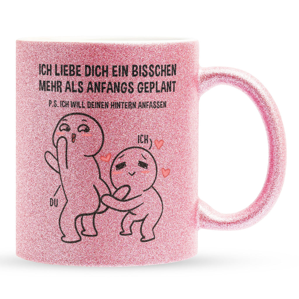 22Feels® Pärchen Geschenk zum Jahrestag, Hochzeitstag, Valentinstag etc. - Glitzertasse mit Spruch (Pink, 320ml)-Glitzertasse Pink 320ml-22Feels