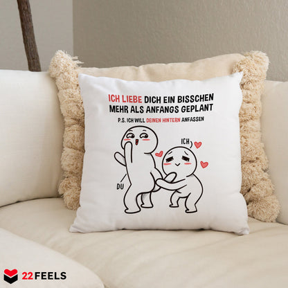 22Feels® Paar Geschenk zum Jahrestag, Valentinstag, Hochzeitstag etc. - Kissen mit Spruch (Weiss 40x40cm)-Kissen Weiss 40x40-22Feels