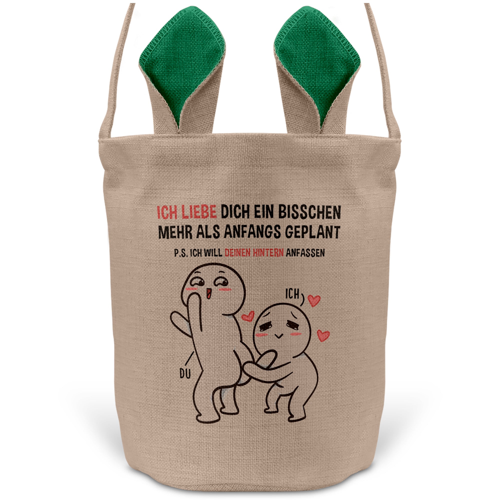 22Feels® Männer Frauen Osterkorb Ehefrau Ehemann Freund Freundin Ostern mit Henkel Ostergeschenk Tragetasche Ostern Deko Osternest Körbchen Hasenohren (Beige/Grün)-Ostern Tragetasche-22Feels